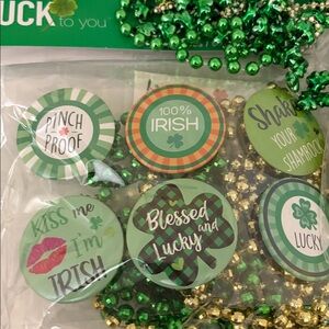 St. Patrick's Day Buttons  Pins Set Necklace Beads  Irish Lucky